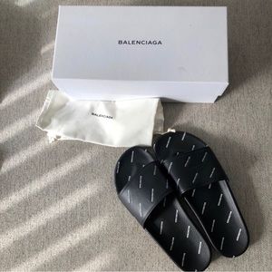 Balenciaga Logo Pool Slides Sandals NEW